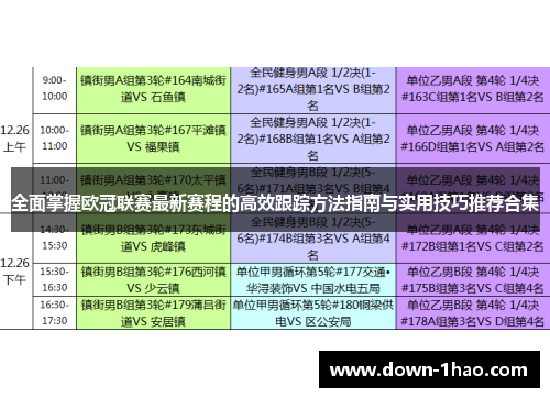 全面掌握欧冠联赛最新赛程的高效跟踪方法指南与实用技巧推荐合集 全面掌握欧冠联赛最新赛程的高效跟踪方法指南与实用技巧推荐合集
